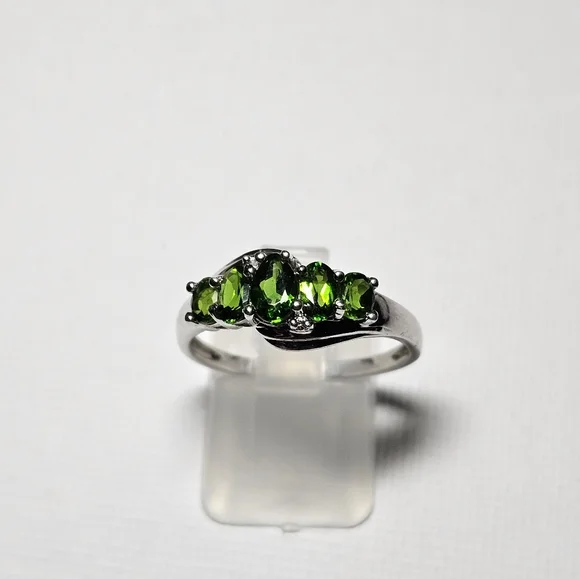 Genuine Chrome Diopside & Topaz Sterling Silver Ring Size 9.5! ✨️ - Picture 7 of 10